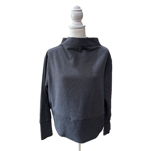 Nike Dri-Fit Cropped Sweatshirt Women's M Gray Funnel Neck Athleisure Pullover - Picture 2 of 15